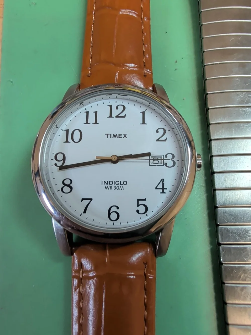 Timex Easy Reader Brown Leather Strap Watch with White Dial